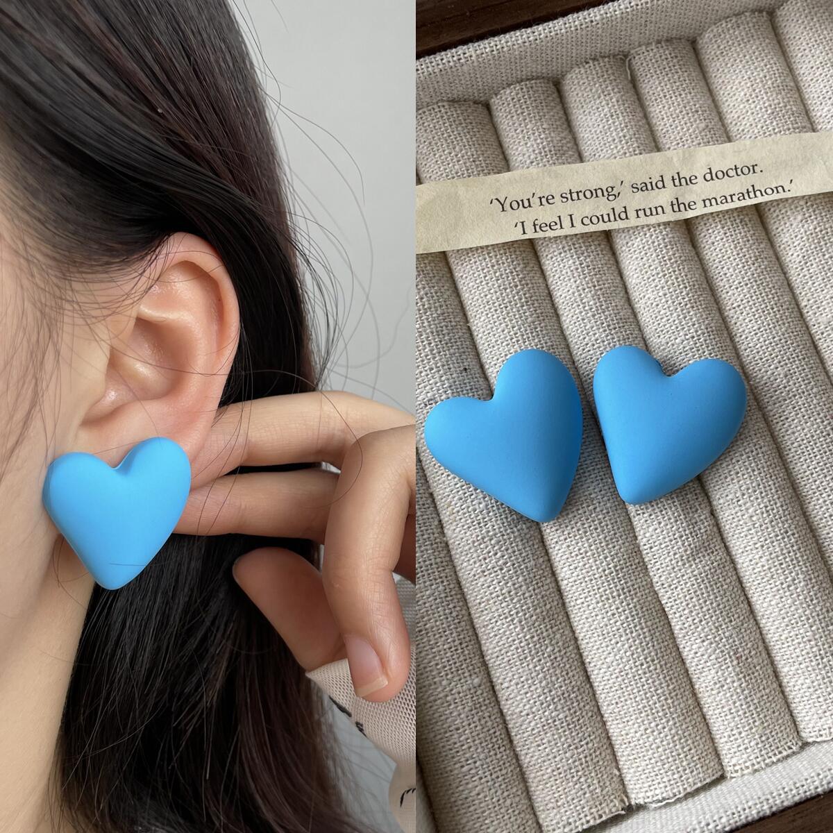 1 Pair Cute Sweet Heart Shape Solid Color Stoving Varnish Arylic Ear Studs display picture 4