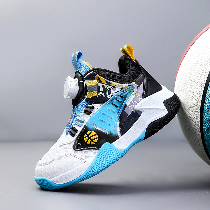 Basketbal voor jongens 2024 Lente Nieuwe professionele trainingsschoenen voor kinderen, sportschoenen met roterende knop voor grote kinderen_voghion.com