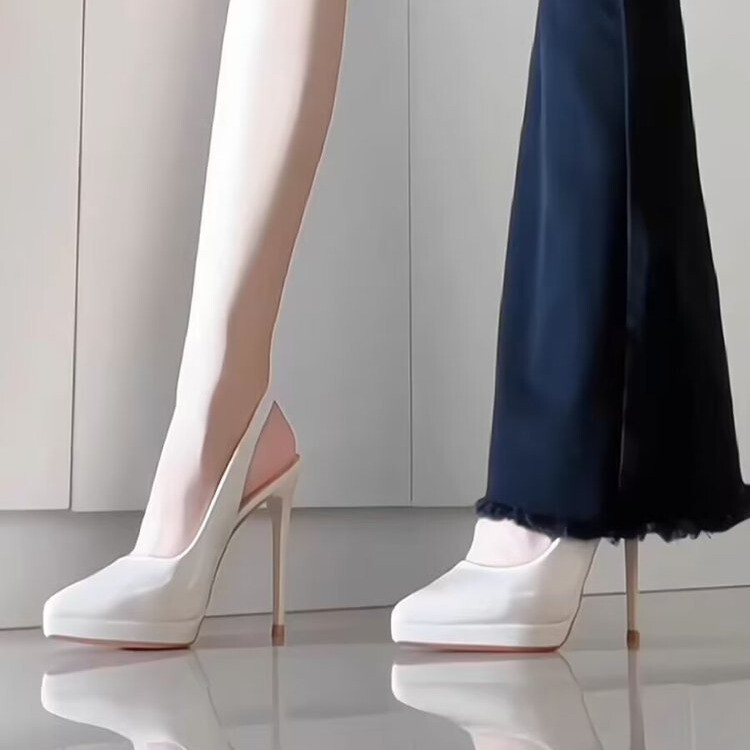 Pointed Toe Sandals for Women 2025 New White High Heels Waterproof Platform Non-Tiring Toe-Cap Flats Summer 10cm