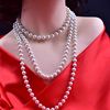 Glossy necklace from pearl, long sweater, cheongsam, accessory, European style, 8mm, 1m, wholesale