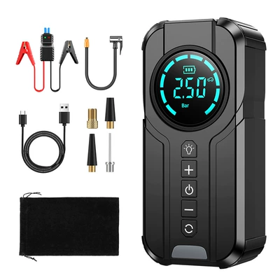 [1920] Cross-Border Car Emergency Jump Starter, Air Pump, and Power Bank All-In-One Multifunctional Portable Battery Booster (Other Automotive Safety Supplies) - neutral-yx1920sh-8000-mah-all-in-one-machine-smart-clip-velvet-bag