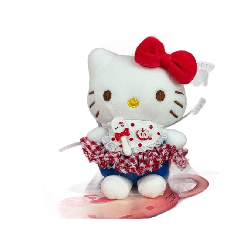 可爱kitty苹果围兜包包挂件毛绒公仔背包挂饰玩偶钥匙扣女生礼物|undefined