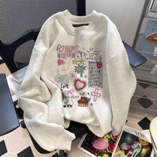 5253# 官图 实价 华棉复合-薄款310g加绒400g 圆领卫衣女秋冬装