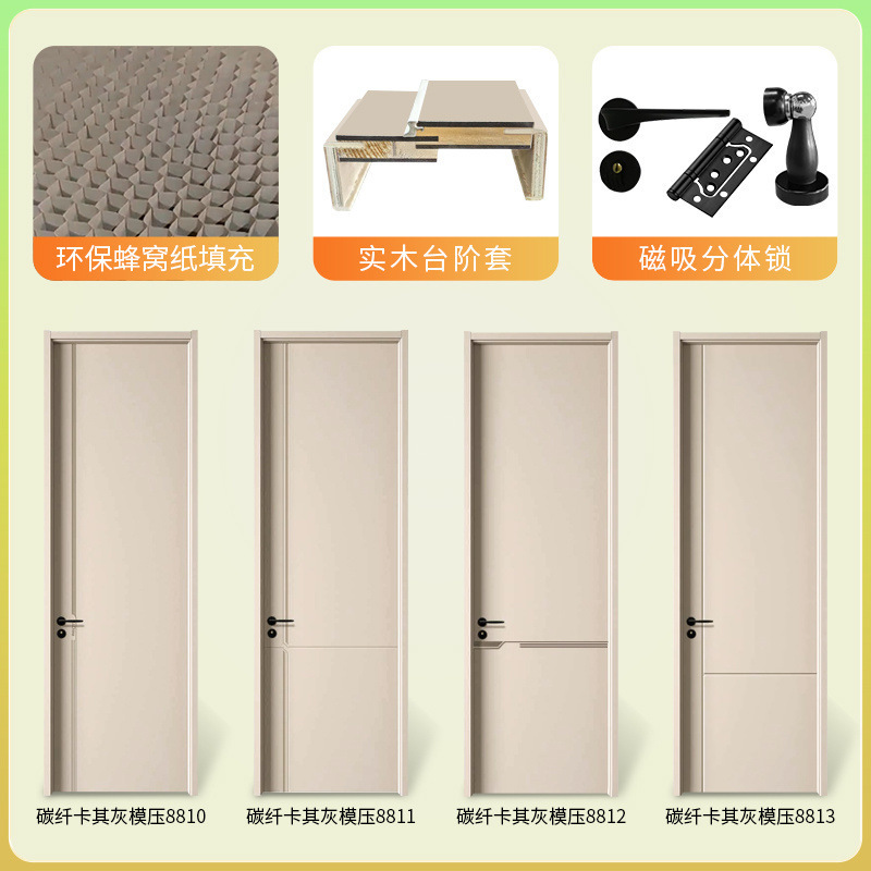 碳晶实木门室内门复合卧室门食品级PET门隔音房间门免漆门碳纤门|undefined