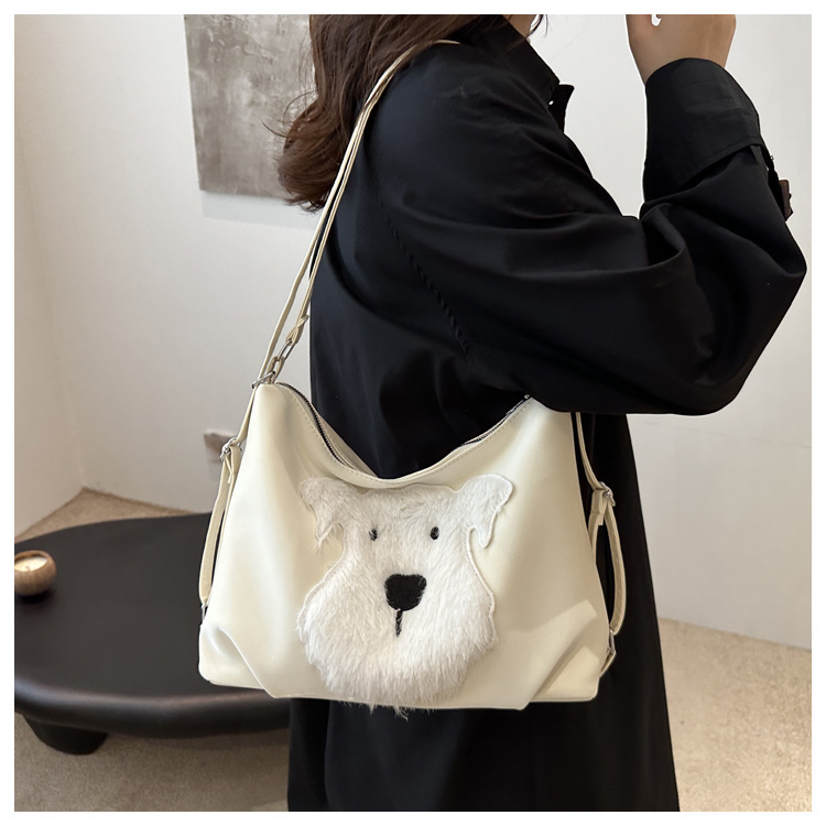 Cute little dog tote bag, women's bag, fashionable new school style backpack, large-capacity commuting single-shoulder bag undefined
