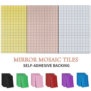 Cross-border Explosive Mirror Mosaic Glass Wall Sticker 10x 15cm Self-adhesive Mirror Sticker Background Wall DIY Handmade Lens