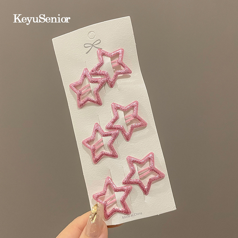 Estrella horquilla accesorios para el cabello para niños flequillo flash lateral pequeño clip bb clip bebé estrella de cinco puntas tocado clip