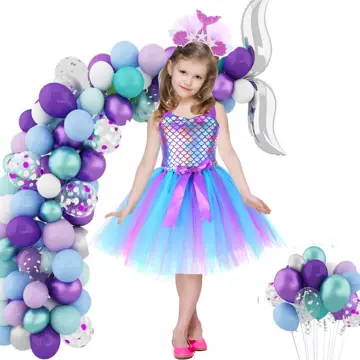 European and American children's clothing Mermaid send headdress girl's fluffy skirt cospaly performance fish scale dress Tutu Dress - ShopShipShake