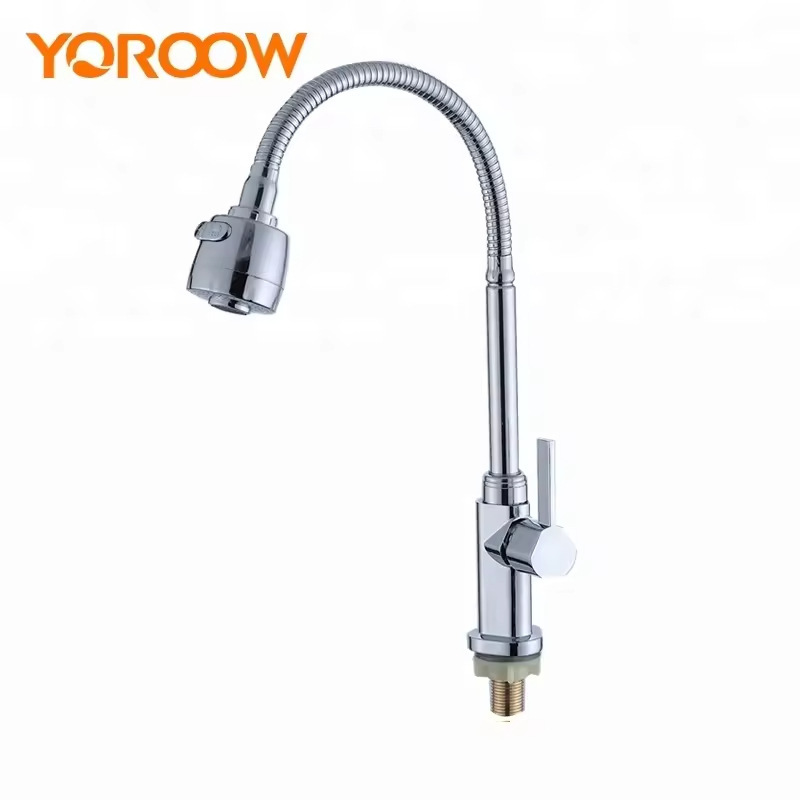 Export Brazil Foreign Trade Cross-Border China Faucet Factory Deck-Mounted Kitchen Sink Faucet Single Cold Zinc Body