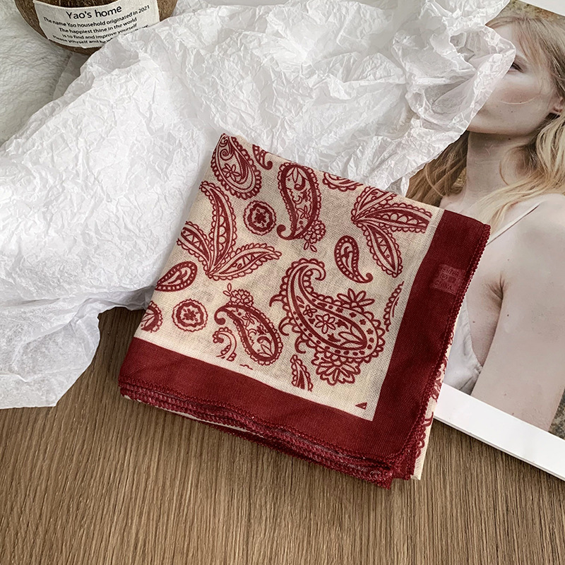 Pañuelo de seda de algodón y lino, bufanda cuadrada, sensación premium, nueva bufanda decorativa de todo fósforo de verano, pañuelo en la cabeza delgado, cinta para el cabello, cinta para el cabello