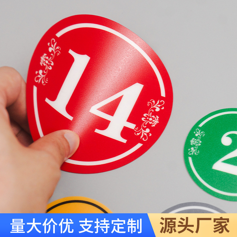 PVC圆形标签数字号码贴字母尺码贴透明编号号码磨砂不干胶塑片