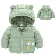 新款秋冬儿童卡特连帽外套反季婴幼儿宝宝加厚保暖小童棉袄粉红色