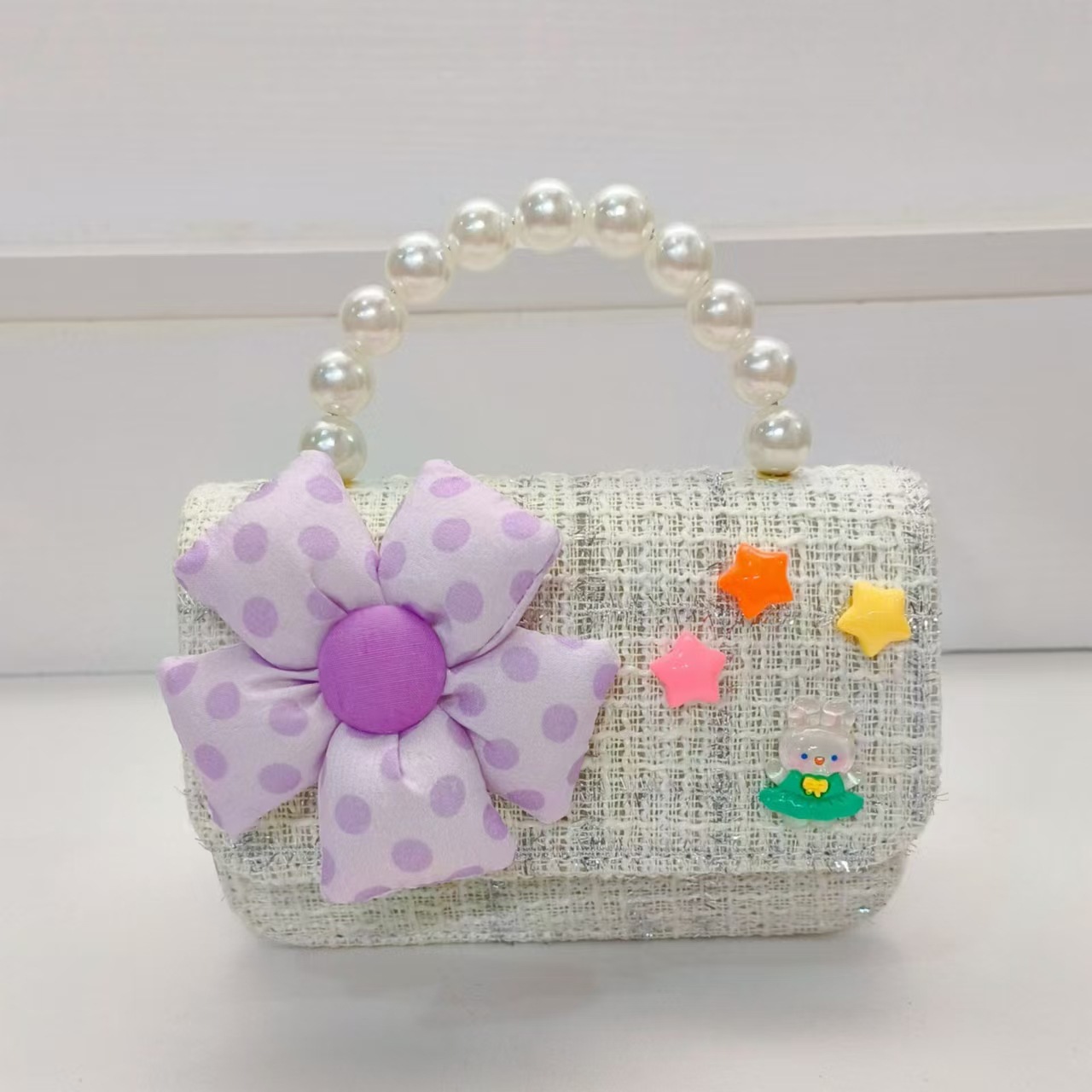 Bolso de perlas flores conejo camisa princesa accesorios de cambio bolso pequeño para niños cadena de billetera de Año Nuevo