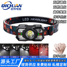 跨境感应头灯强光长续航多功能便携头戴灯户外防水钓鱼迷你小头灯