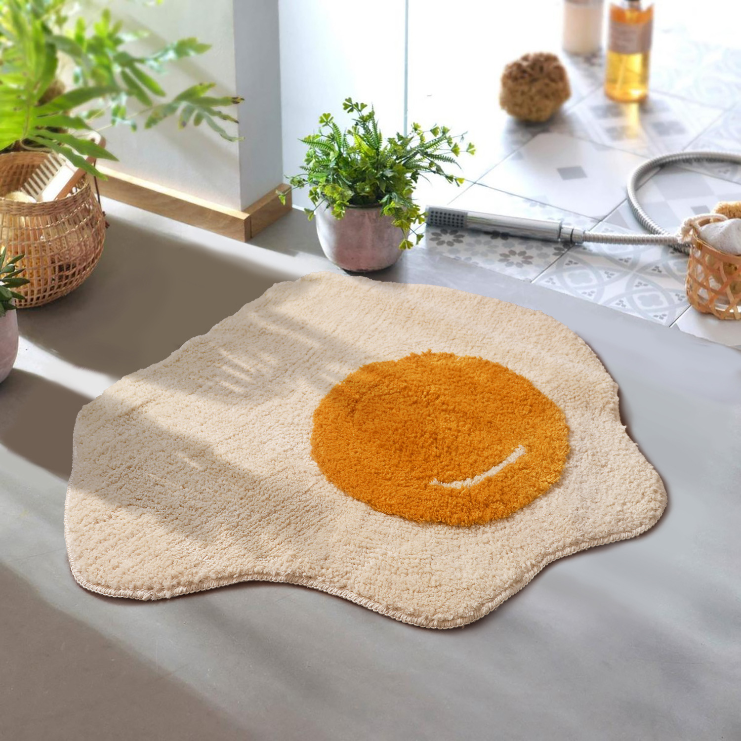 Hochwertige, unregelmäßig beflockte, eiförmige Fußmatte mit Cartoon-Motiv für Schlafzimmer, Eingangsbereich, Badezimmer, Türvorleger, wasserabsorbierend und rutschfest_voghion.com
