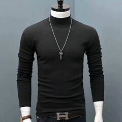 男性の長袖のシャツの半高襟の格好いい保温の底のシャツの純色の中で秋の上着を掛けて韓国版のtシャツを修理します。