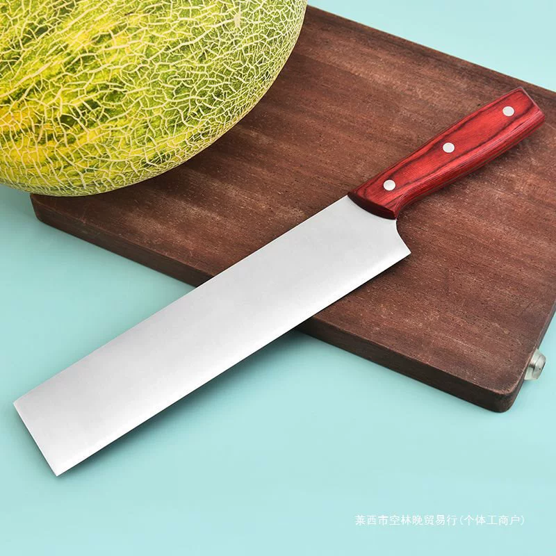 Длинный кухонный нож для фруктов, бытовой и коммерческий, нержавеющая сталь, арбуиня/дыня, зимняя дыня, яркая деревянная ручка, нож для фруктов