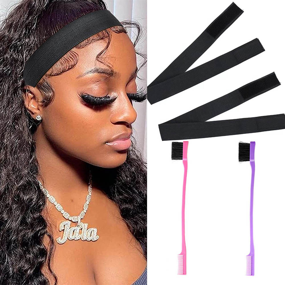 跨境假发弹力发带 魔术贴可调节松紧发带 刘海刷组合装 melt band