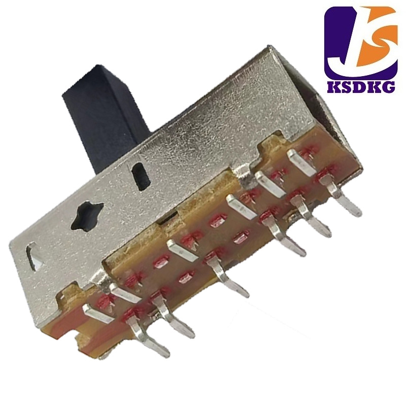 正拨5档波段开关弯脚 厂供5档滑动开关12脚 直柄5位拨动开关2P4T