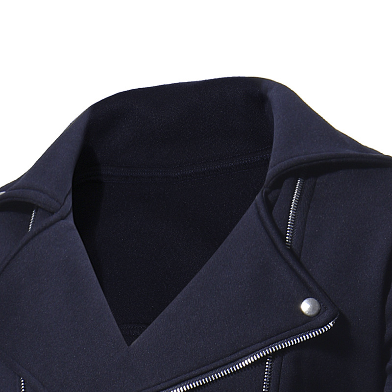 Casaco suéter masculino casual slim fit com zíper duplo diagonal, outono/inverno 2024_voghion.com