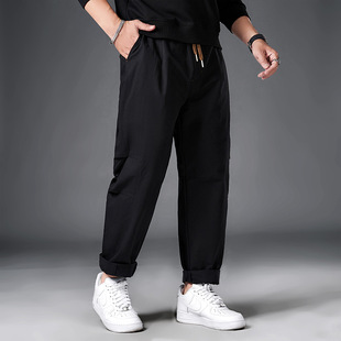 [Clear Stock/Broken Code] 3058 Large Size Bottoms Spring Pure Cotton Pants Straight-Leg Easiest for Match Commuting Loose Men's Sweatpants