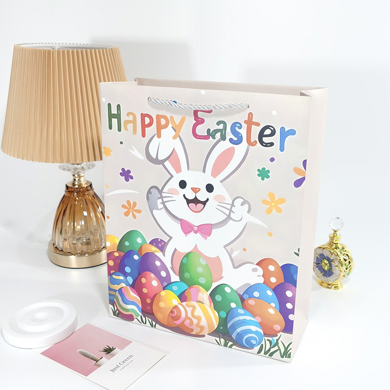 즐거운 부활절 토끼, 흰색 판지, 소형(싱글) 18*10*23cm