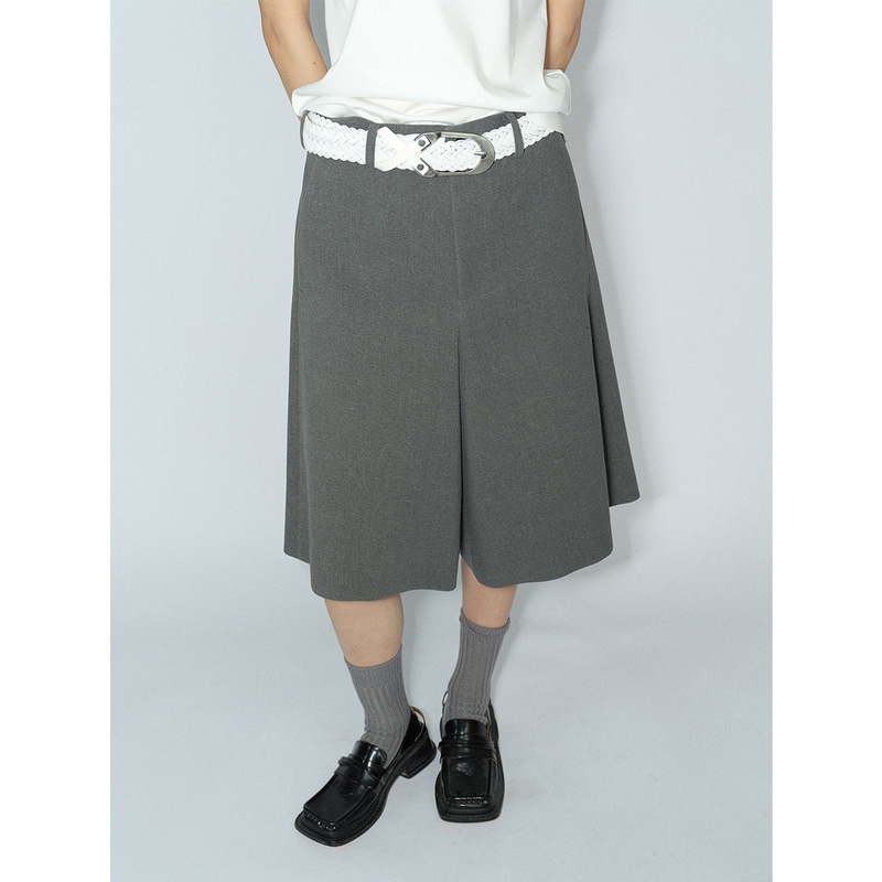 [Time Sense] New Minimalist Hemp Texture A-Type Mid-Pants Anti-Wrinkle Loose Casual Cropped Pants for Women V8084