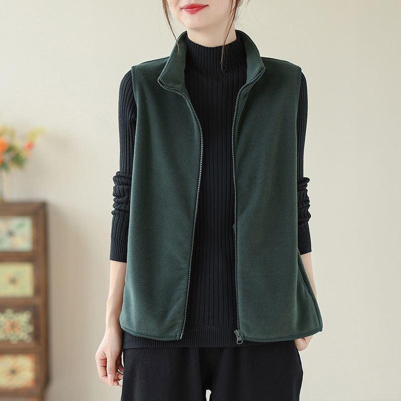 2026 Autumn and Winter New Thickened Fleece Vest for Women, Warm Casual Jacket, Fashionable Versatile Vest for Women