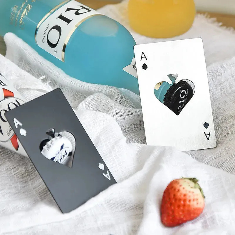 Cartes de juego abre botellas espadas A abre botellas de cerveza de acero inoxidable abre botellas de tarjeta de crédito personalidad creativa abre botellas