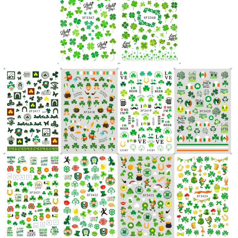 Cross-Border Supply Nail Stickers Nail Decals St. Patrick's Day Irish Series Set Cross-Border Supply Nail Stickers Nail Decals St. Patrick's Day Irish Series Set