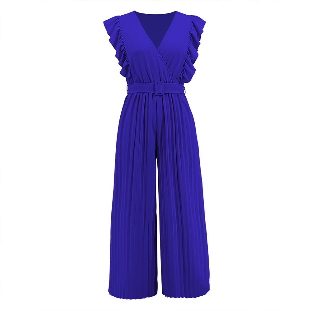 Fashion Solid Color Polyester Ankle-Length Patchwork Jumpsuits
