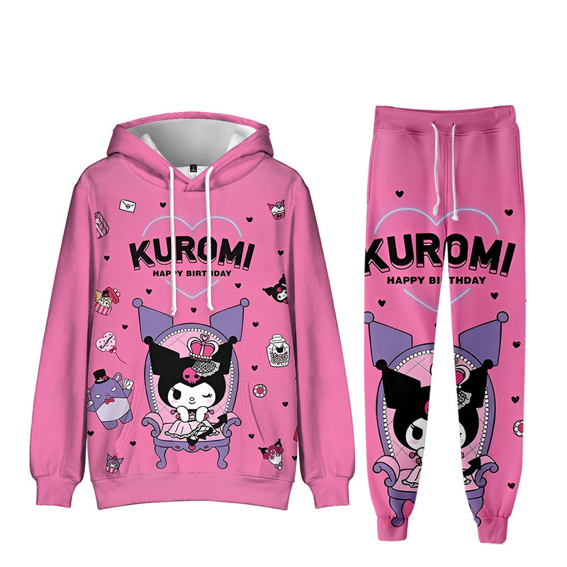 Autumn and Winter New Sanrio Kulomi kuromi3D Digital Printed Hoodie suit Adult Children