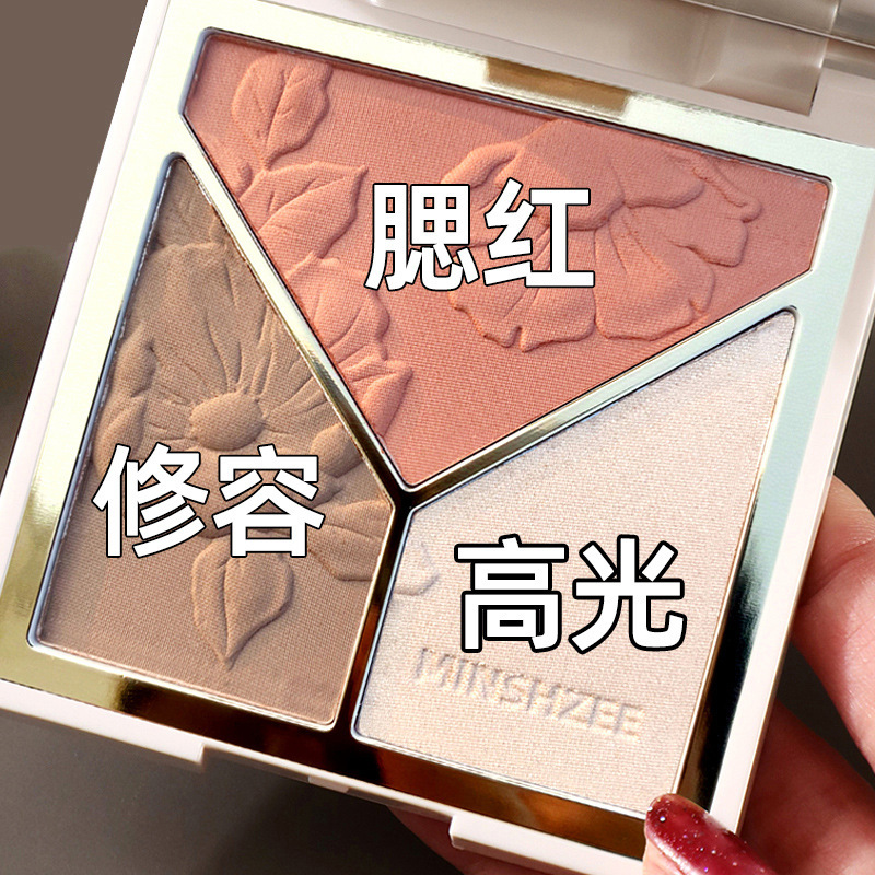 Mingxizhi Highlighter and Contouring Palette Glitter Matte Nose Shadow Blush Highlighter Palette Direct Supply from Manufacturer Wholesale Cross-Border