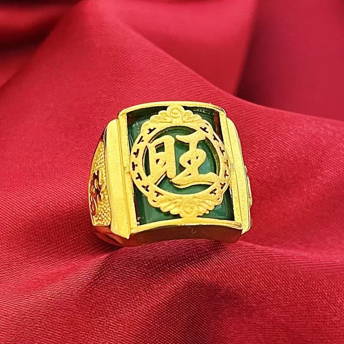 黄銅の金メッキの福の金儲けの指輪の男性の多種類の車の花は宝の蛇口の関公の戒子の金メッキの指輪を招きます。