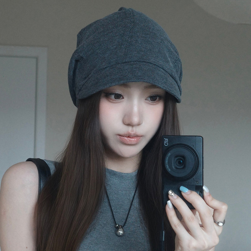 Korean-Style Design with Curved Brim, Cool Hat for Spring and Summer, Sweet and Cool Versatile Headwrap Hat, Fashionable and Face-Slimming Headwrap Hat