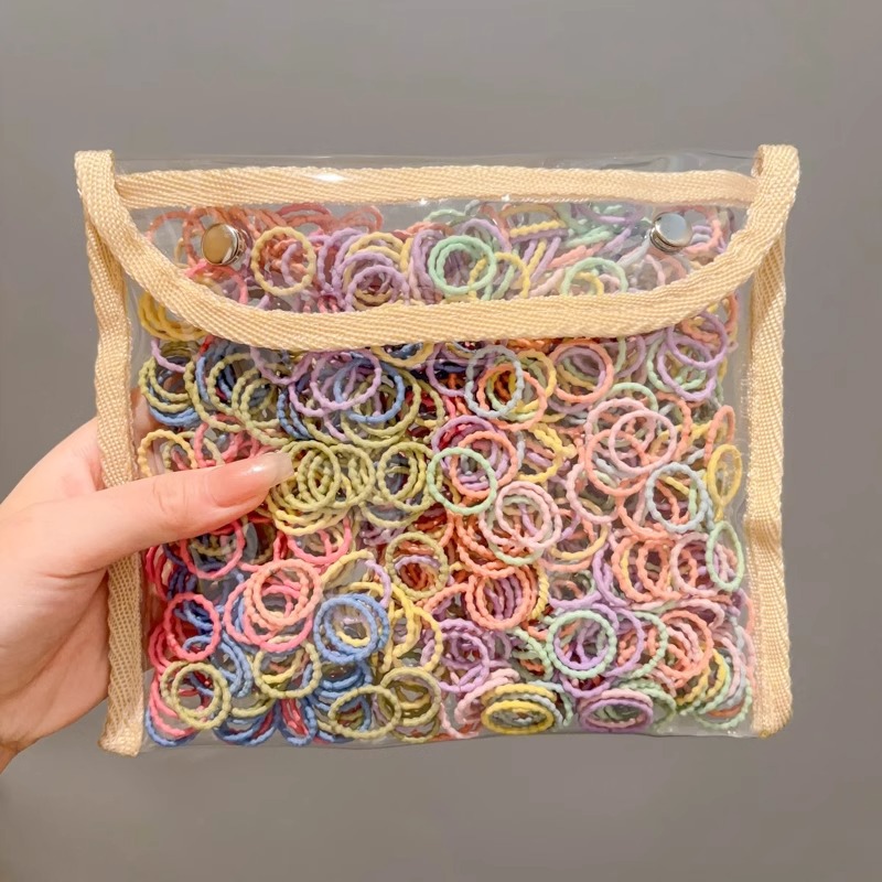 Color coreano pequeño pulgar anillo de cabello para chicas bajo cabello de cola de caballo no lesiones cabello elástico buena cuerda de cabeza cubierta de cuero para niños