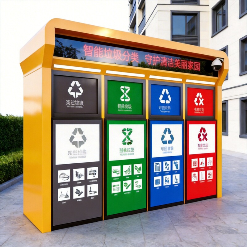 SOURCE manufacturer paint garbage sorting Pavilion outdoor community Intelligent garbage recycling room collection station rest room