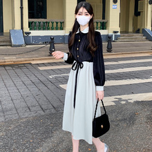 学院风在逃公主裙赫本宫廷风黑色金丝绒小个子连衣裙优雅感春秋冬