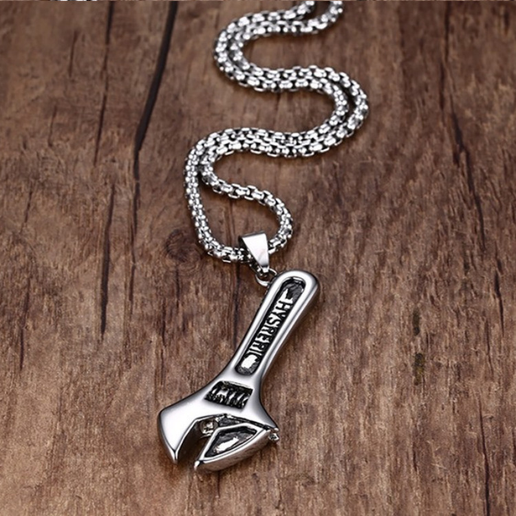 Wrench Pendant Necklace For Men Personalised Stainless Steel Gift_voghion.com