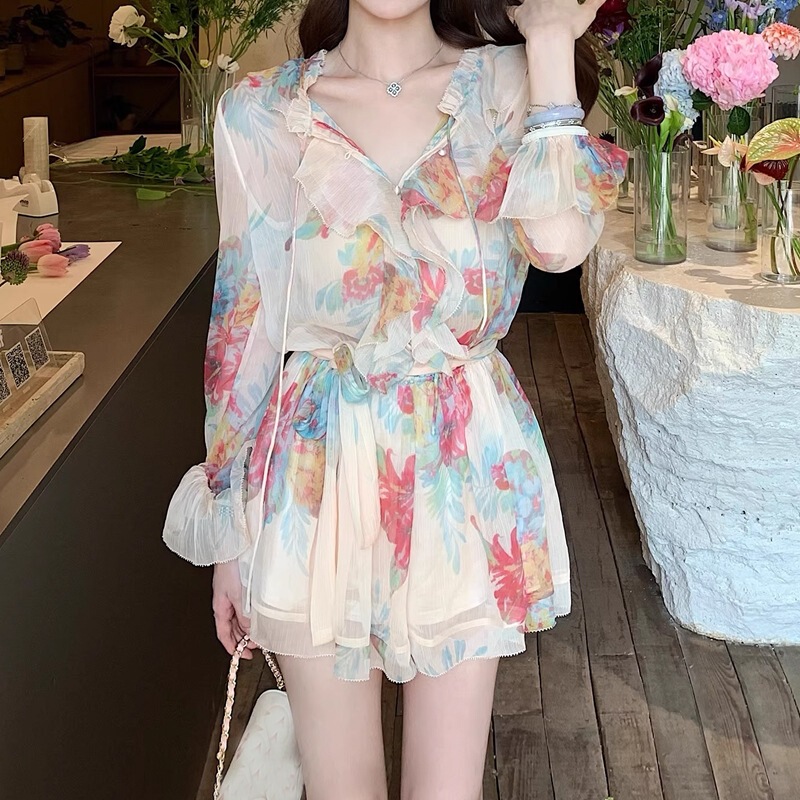 Women's Summer Dress, More Beautiful Than Flowers, Spring and Summer Clear and Beautiful White Floral Dress, Women's French Style Waist-Cinching Short Skirt