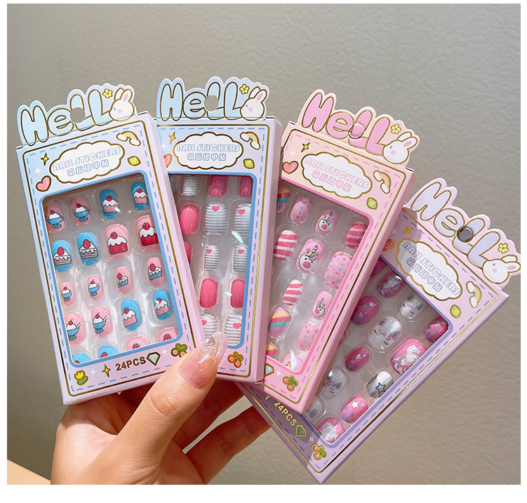Cute Style Cute Cartoon Character Stripe Plastic Nail Patches 1 Set