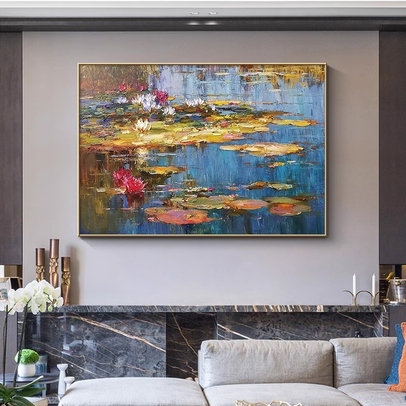 Monet Water Lily Decorative Painting World Famous Painting American Oil Painting Bedroom Bedside Painting Living Room Dining Room Mural Sunrise Impression