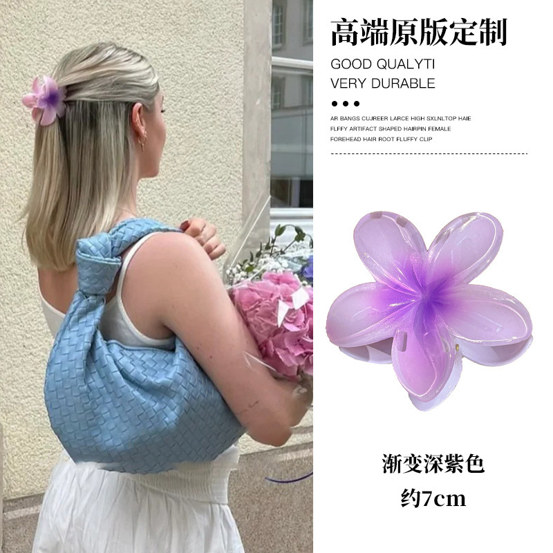 2025新款鲨鱼夹糖果色海边度假发卡鸡蛋花朵抓夹女高级感发夹头饰|undefined
