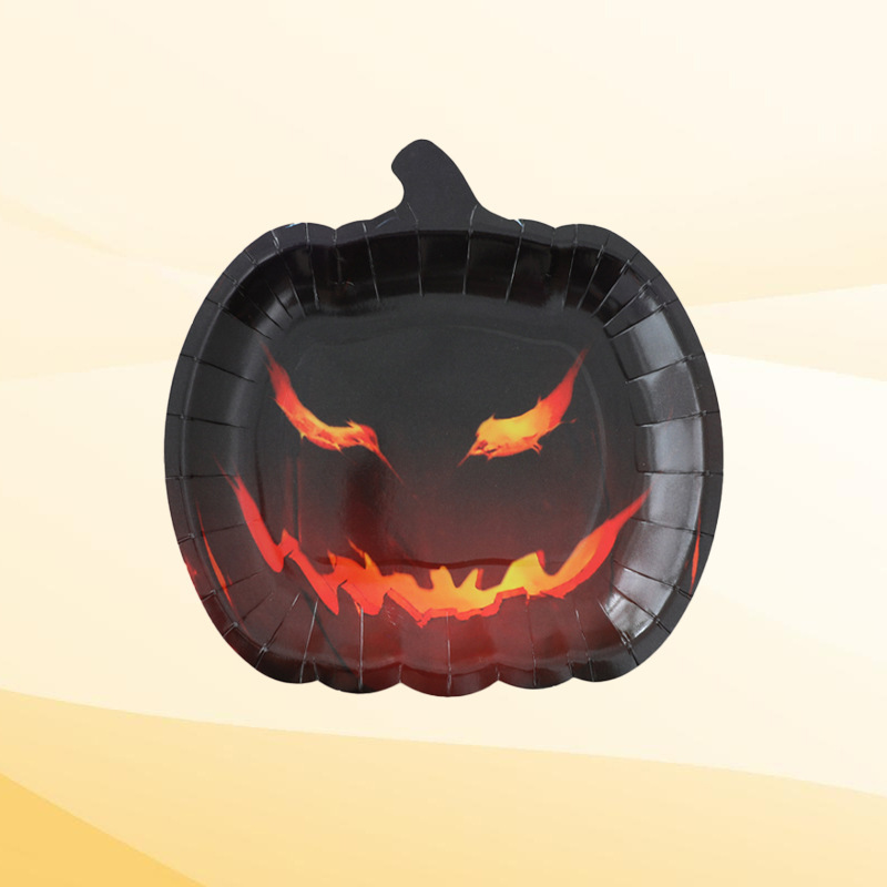 新しいクロスボーダーハロウィンパーティー紙皿ハロウィン装飾テーマゴースト使い捨て紙皿カボチャディナープレート|undefined