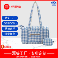 跨境新款花边旅行包大容量短途旅行包简约美观手提包创意条纹背包