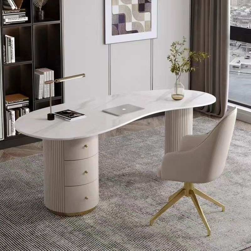 Light Luxury Slate-Shaped Office Computer Desk, Designer Desk, Beauty Salon, Medical Beauty Consultation Room, Reception Desk and Chairs