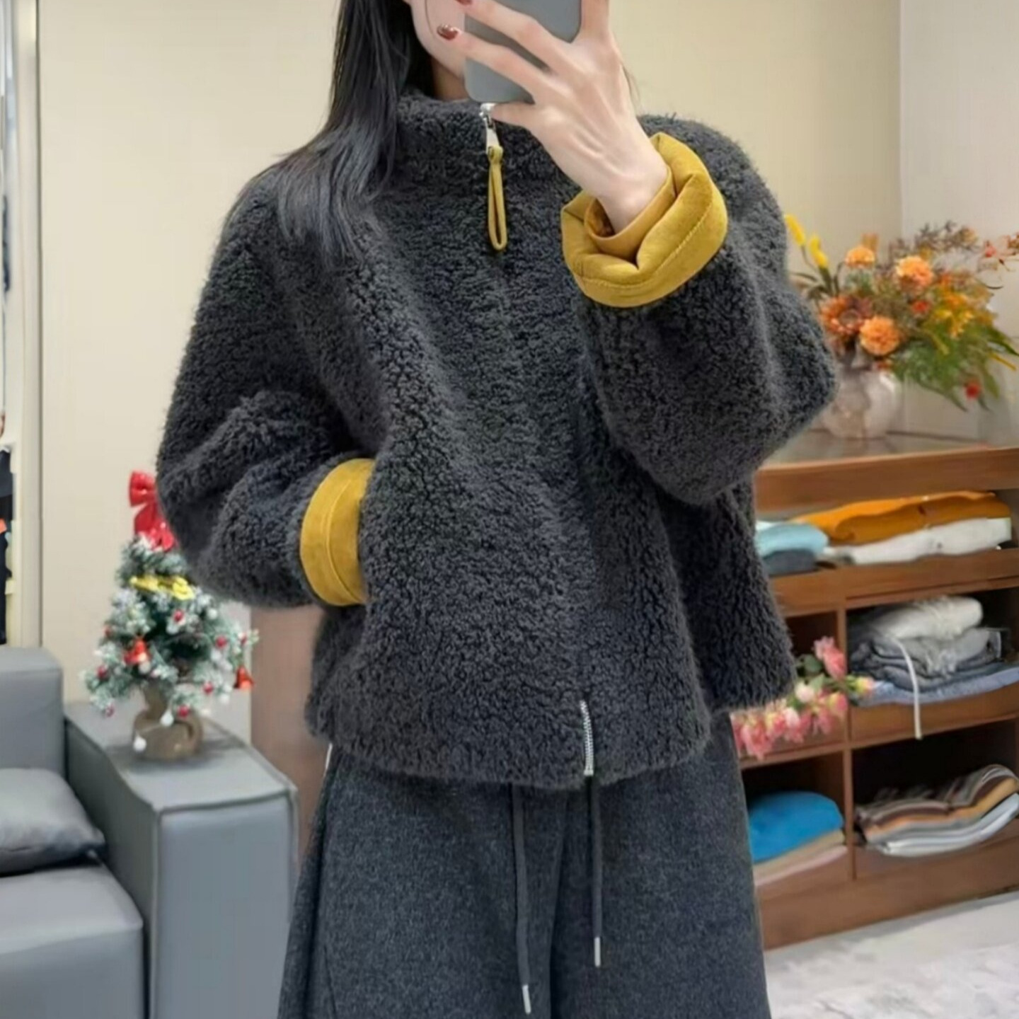 韩系立领羊羔毛外套女秋冬季2026新款高级感时尚皮毛一体保暖上衣