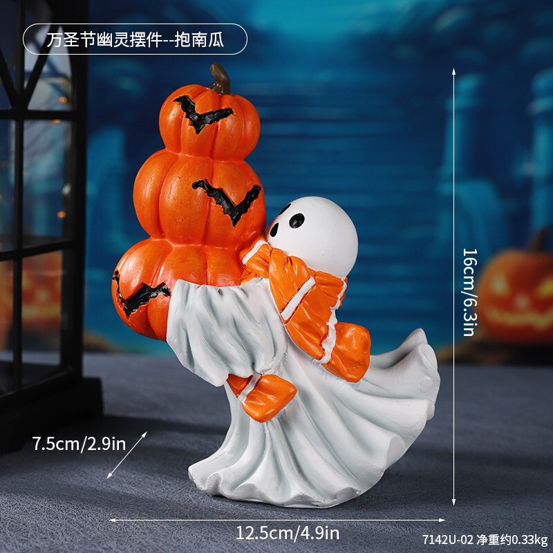 万圣节魔法帽小幽灵树脂摆件装饰品搞怪鬼脸节日派对道具桌面摆件|undefined