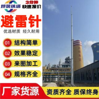 19米Gh钢管杆避雷针热镀锌30米独立避雷针接闪杆塔防雷单管塔