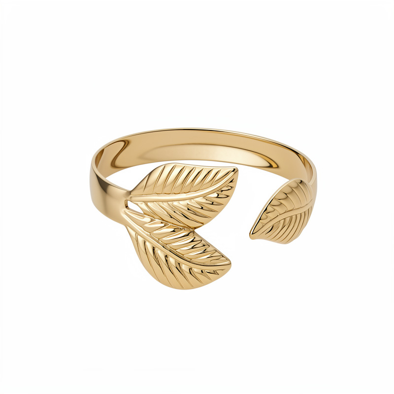 Brazalete de hoja abierta de viento metálico europeo y americano simple nicho pulsera de alta sensación de personalidad temperamento de moda joyería image 6